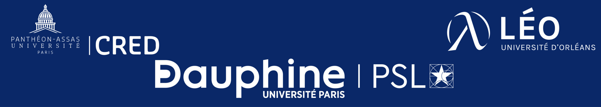 Logos des partenaires : LÉO Université d'Orléans, CRED Panthéon-Assas Université Paris, Dauphine PSL